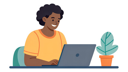 Diverse Person Working Remotely on Laptop