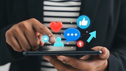 A person engaging with social media using a smartphone for communication and networking