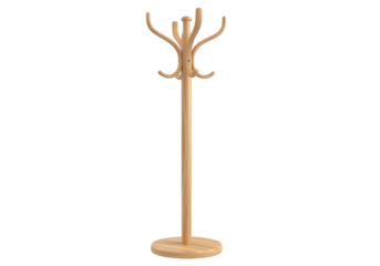 Wooden coat rack isolated on transparent background