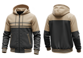 Stylish hoodie with contrasting panels isolated on transparent background isolated on transparent background