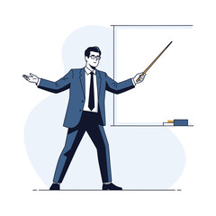 Teacher Pointing Illustration &ndash; Professional Instructor Presentation Vector Art