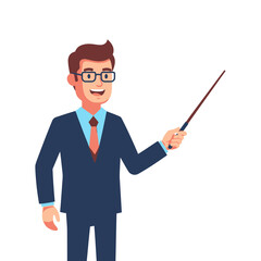 Teacher Pointing Illustration &ndash; Professional Instructor Presentation Vector Art