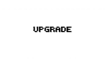 Upgrade text glitch pixel retro digital suitable for gaming interfaces, tech presentations, retro themes, and digital art projects. - Powered by Adobe