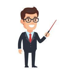 Teacher Pointing Illustration &ndash; Professional Instructor Presentation Vector Art