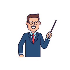 Teacher Pointing Illustration &ndash; Professional Instructor Presentation Vector Art