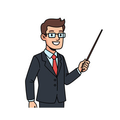 Teacher Pointing Illustration &ndash; Professional Instructor Presentation Vector Art