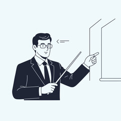 Teacher Pointing Illustration &ndash; Professional Instructor Presentation Vector Art
