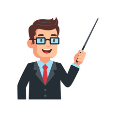 Teacher Pointing Illustration &ndash; Professional Instructor Presentation Vector Art