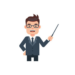 Teacher Pointing Illustration &ndash; Professional Instructor Presentation Vector Art