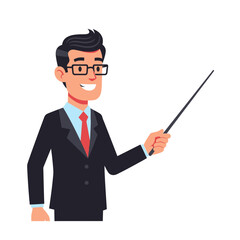 Teacher Pointing Illustration &ndash; Professional Instructor Presentation Vector Art