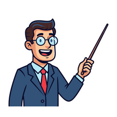 Teacher Pointing Illustration &ndash; Professional Instructor Presentation Vector Art