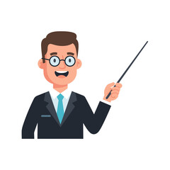 Teacher Pointing Illustration &ndash; Professional Instructor Presentation Vector Art