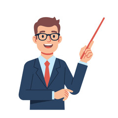 Teacher Pointing Illustration &ndash; Professional Instructor Presentation Vector Art