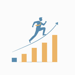 Business Growth Success Illustration &ndash; Man Climbing Upward Chart Vector
