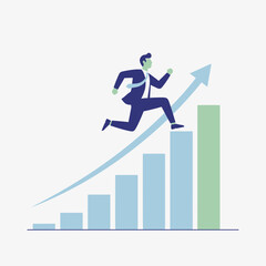 Business Growth Success Illustration &ndash; Man Climbing Upward Chart Vector