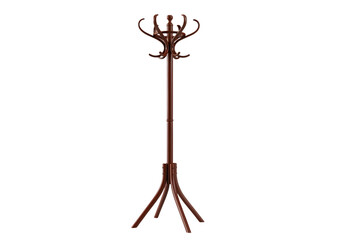 Brown wooden coat rack isolated on transparent background
