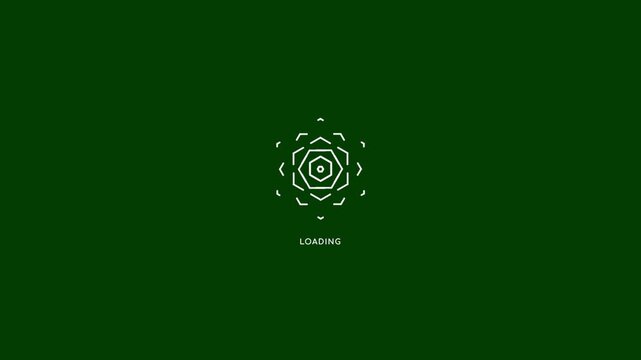 Geometric Hexagon Loading Animation on Dark Green Background