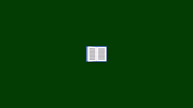Blue Book Opening and Flipping Pages Flat Icon Animation on Green