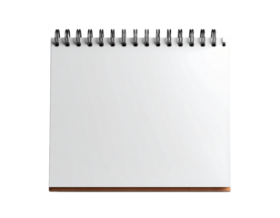  Minimal Spiral-Bound Tabletop Calendar with Empty Pages, Front View, Isolated on Transparent Background 