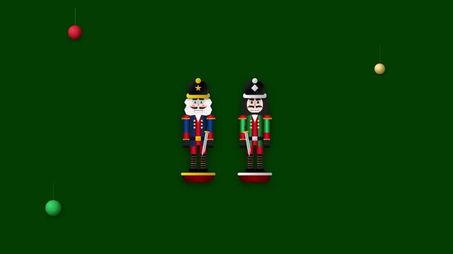Minimalist Nutcracker Soldiers and Christmas Ornaments Animation