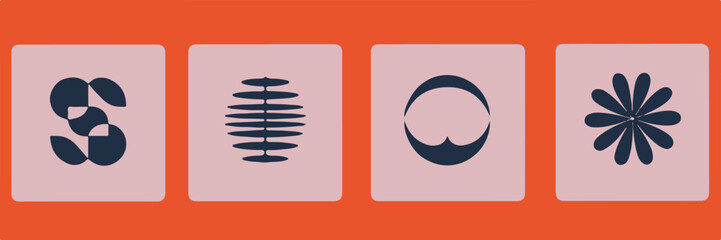 pattern radial and linear geometric icons on orange background © AIcon Star