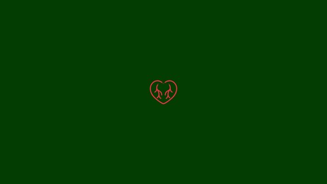 Minimalist Line Art Animation of Couple Holding Hands in Heart Shape