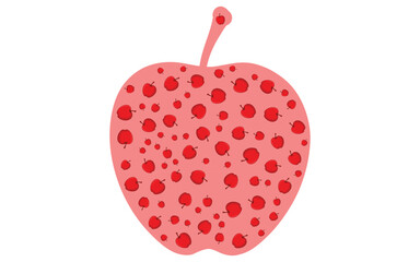 Fototapeta premium Large red apple shape filled with many small apple icons isolated on white flat