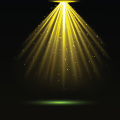 Realistic Vector Spotlight Effect with Glowing Light Beam and Haze for Concert Stage, Theater Scene and Show Background