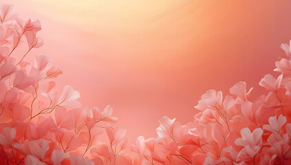 Pink flowers on gradient background peach