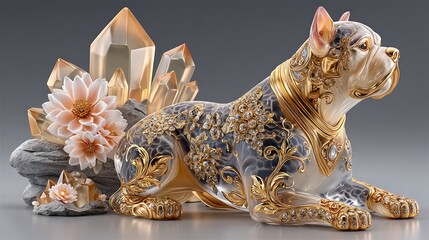 Decorative glass dog figurine luxury ornament high resolution picture