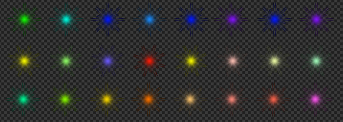 Realistic spotlight set with gold glowing dust particles on transparent png background and reflection on the floor for stage, studio, or theater light effects. 