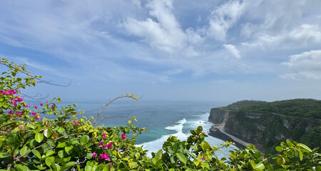 Beautiful landscape of cliff and the ocean at Bali, Indonesia