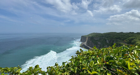 Beautiful landscape of cliff and the ocean at Bali, Indonesia