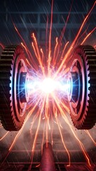 Obraz premium Dynamic Gears Generating Powerful Energy Burst