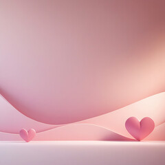 Pink hearts on wavy paper background valentines day