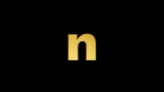 Golden 3D Small English Alphabet Letter n 360 Rotating Loop Animation | Transparent Background. It is ideal for branding, logo animation, titles, intros motion graphics, and creative video projects.