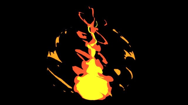 2 Cartoon Fire Animation. Burning Flames Elements with Alpha Channel