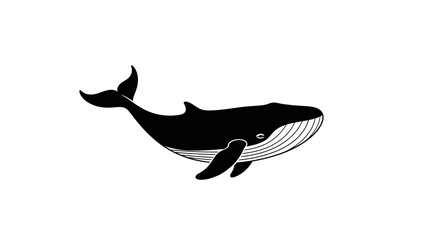 Obraz premium Black Whale Silhouette Illustration on White Background.