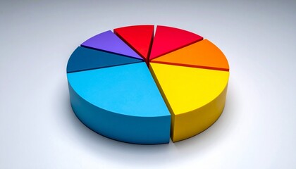 3D Colorful Pie Chart with Ten Multi-Colored Segments for Data Visualization and Business Analysis