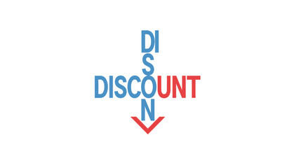 Discount Text Logo with Red Arrow.