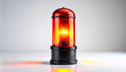 Glowing Red Emergency Siren Beacon Light for Warning and Security Alert Concept