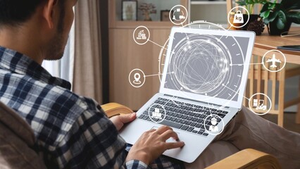 Logistics icons illustrate delivery, supply chain, warehouse, and shipping. Logistics connects global trade, logistics optimizes transport, and logistics supports inventory tracking. Gist