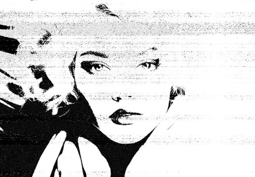 White And Black Stamp Ink Print Photo Effect