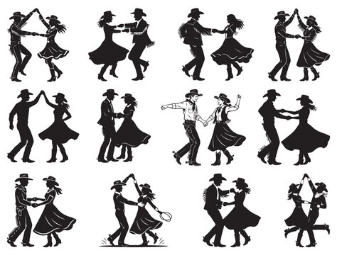 COWBOY AND COWGIRL DANCING SILHOUETTE