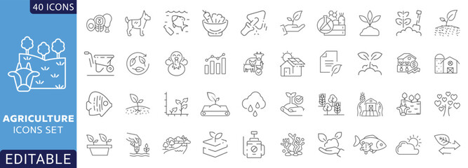 Agriculture icon set. Fully Editable . Vector illustration. © designer