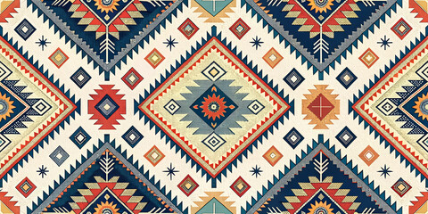 Ikat geometric pixel ethnic seamless home decoration design. Aztec fabric carpet boho mandalas textile decor wallpaper. Tribal native motif folk traditional embroidery vector 
