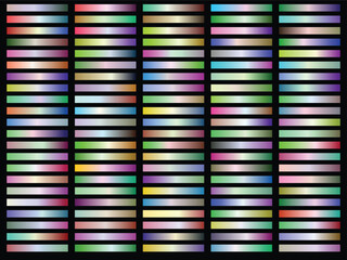 Array of Horizontal Metallic Gradient Swatches on Black Background color
