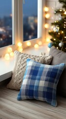 Chairs are placed near a Christmas tree with wrapped gifts in a room that has wooden walls and warm light fixtures