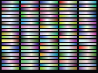 Collection of horizontal gradient swatches with metallic sheen background texture