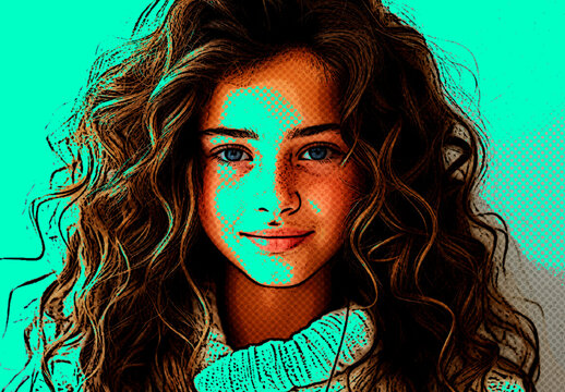 Aqua And Green Cartoon Outline Photo Effect